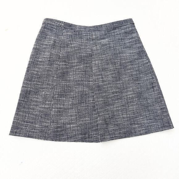 J. Crew Front Pleated Flap Skirt Mini Grid Woven Patter Blue Squares Size 10 - Picture 1 of 7